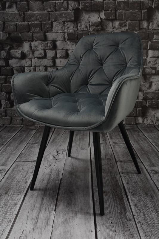 Fotel ARTEN X krzesło do jadalni salonu welur ciemnoszary nogi czarne nr. 6