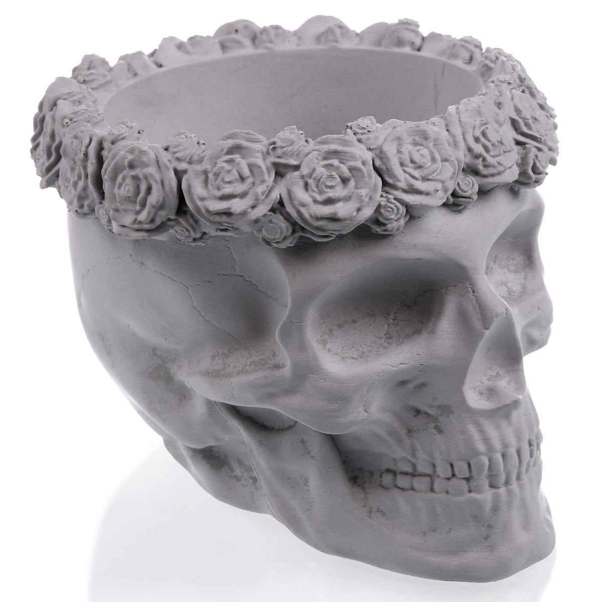 Donica Skull Flowers Unpainted  11 cm nr. 1