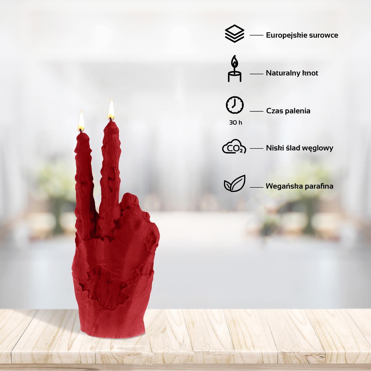 Świeca Zombie Hand PEACE Red nr. 4