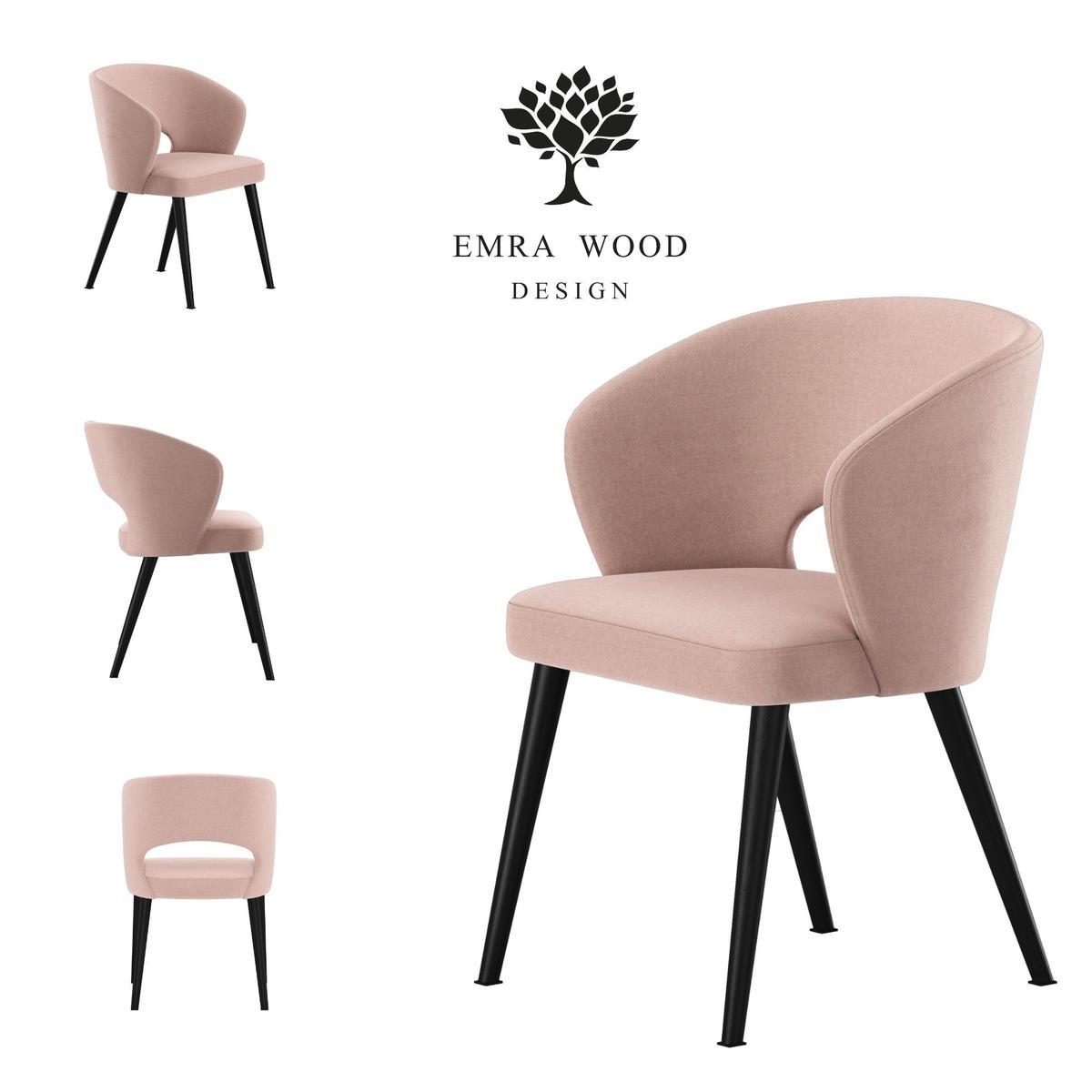Krzesło DELUXE KR-8 50x60x85 cm welurowe do jadalni jasny róż nr. 1