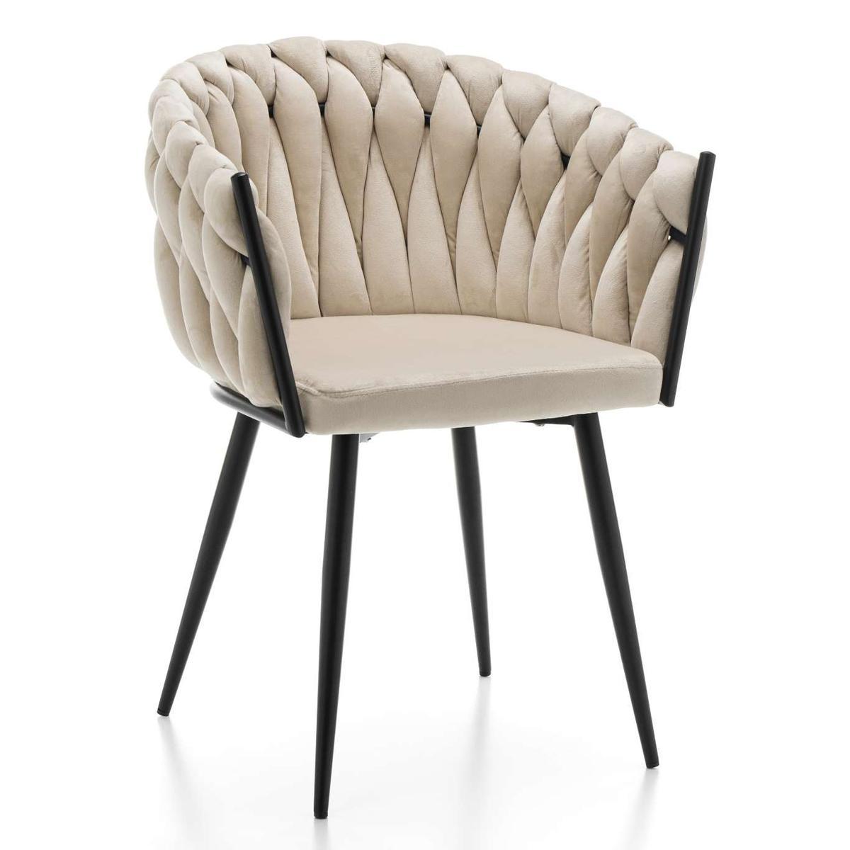 Krzesło LATINA jasnobeżowe tapicerowane welurem do jadalni lub salonu  nr. 1