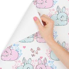 Tapeta do pokoju dziecka pastelowe króliki serca  - Miniaturka zdjęcia nr 1