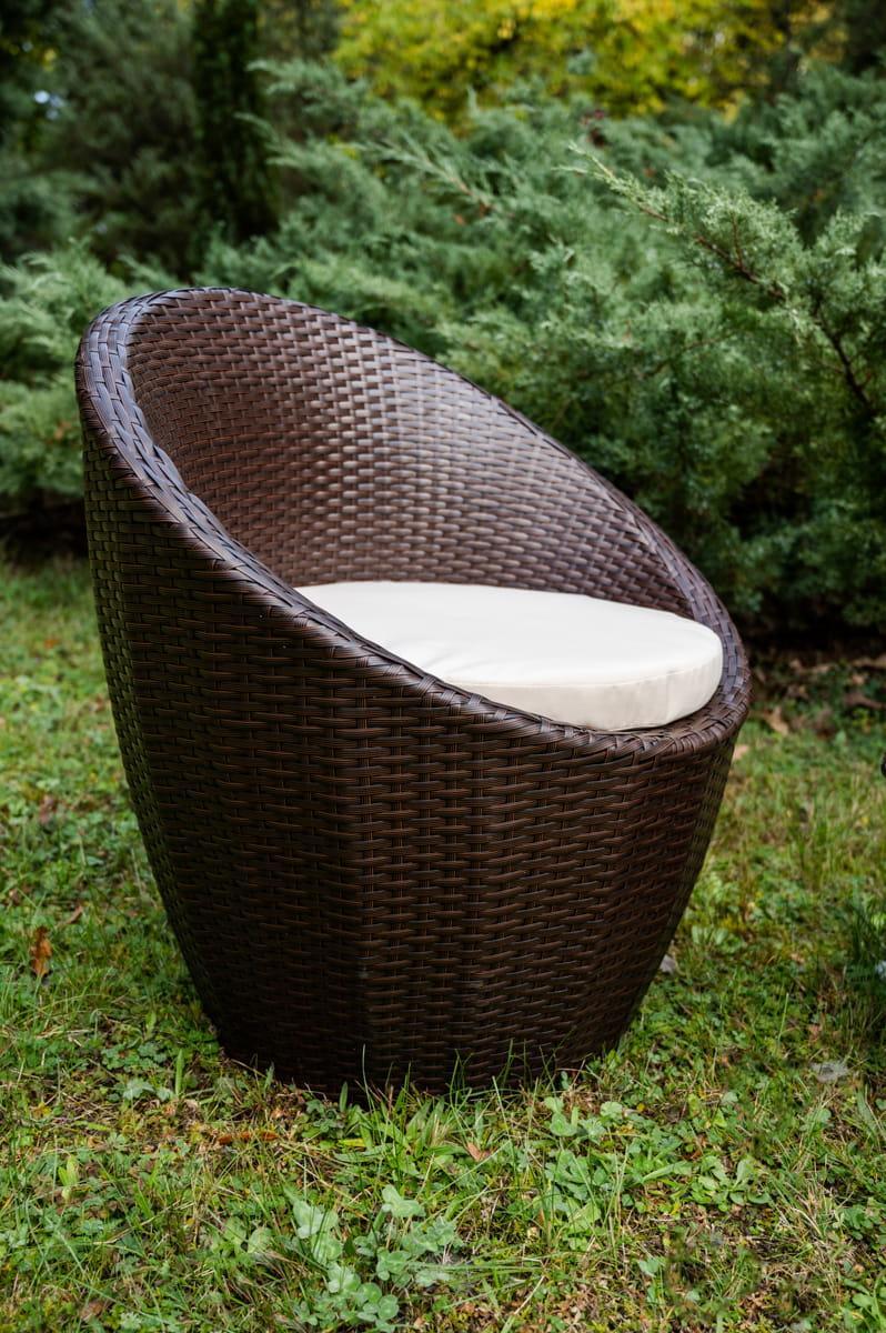 Krzesło ogrodowe MODICO brązowy technorattan z jasnym siedziskiem do ogrodu lub na balkon  nr. 2