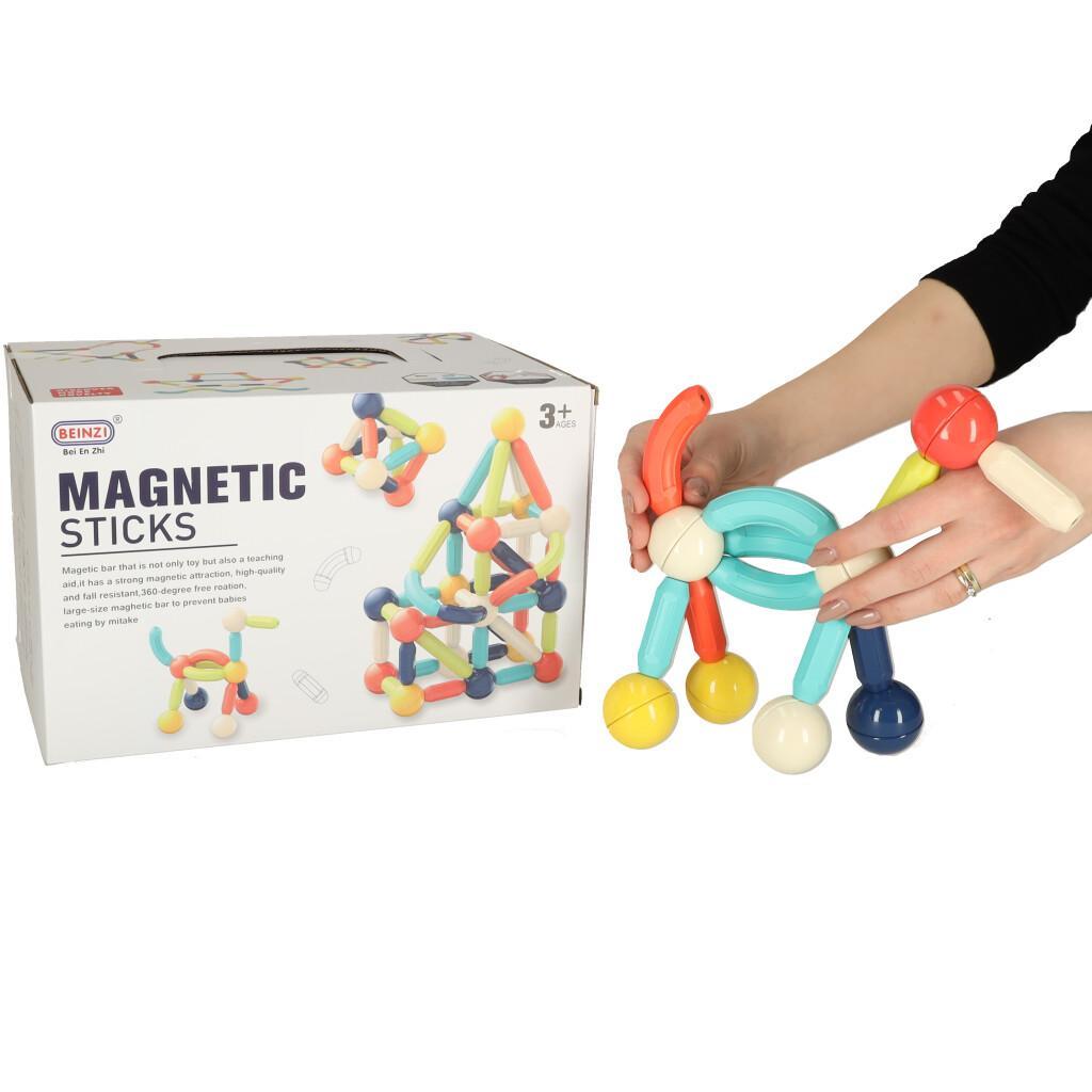 Klocki magnetyczne Magnetic Sticks dla małych dzieci 64 elementy pudełko 28,5x18x20 cm nr. 7