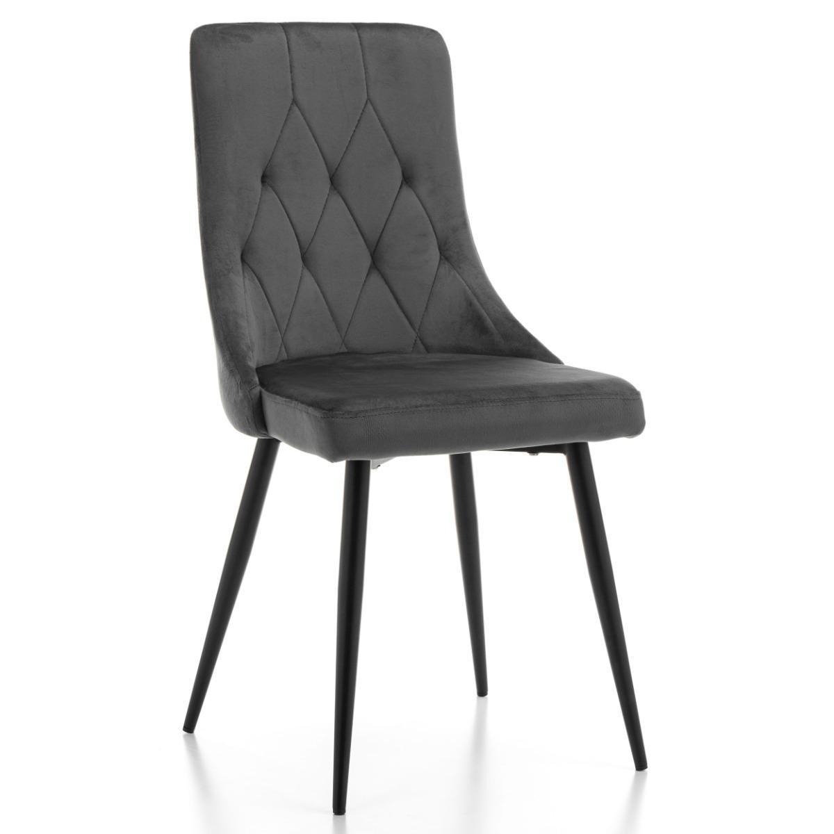 Krzesło CAREN szare tapicerowane welurem aksamit velvet do jadalni 0 Full Screen