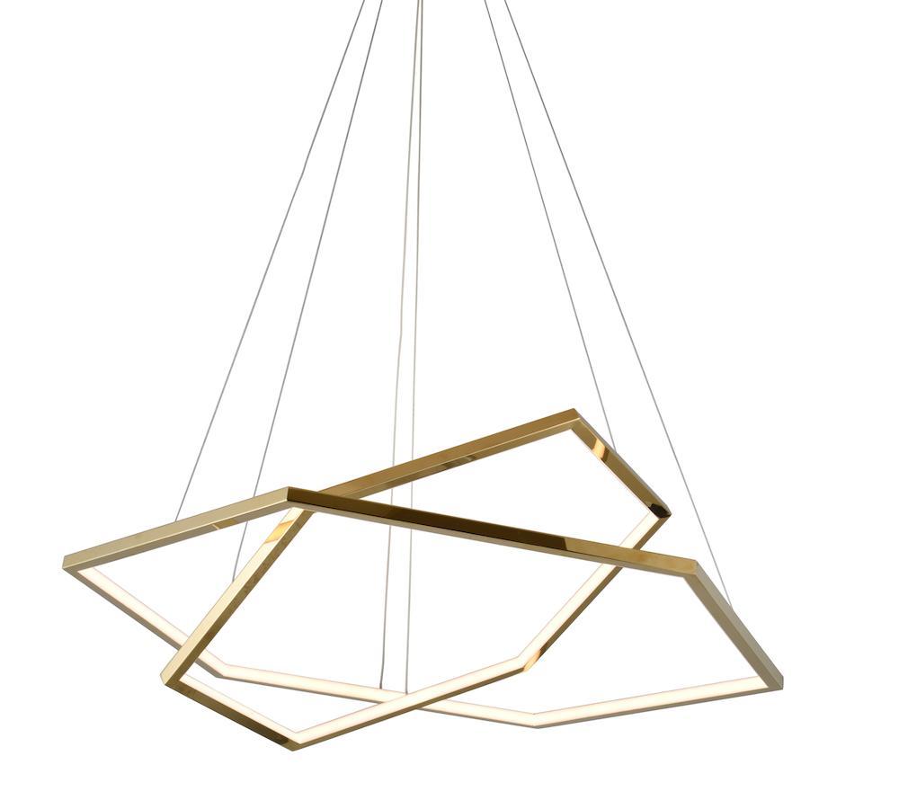LED ring - Hexagon double gold - żyrandol 80cm sześciokąt złoty nr. 1