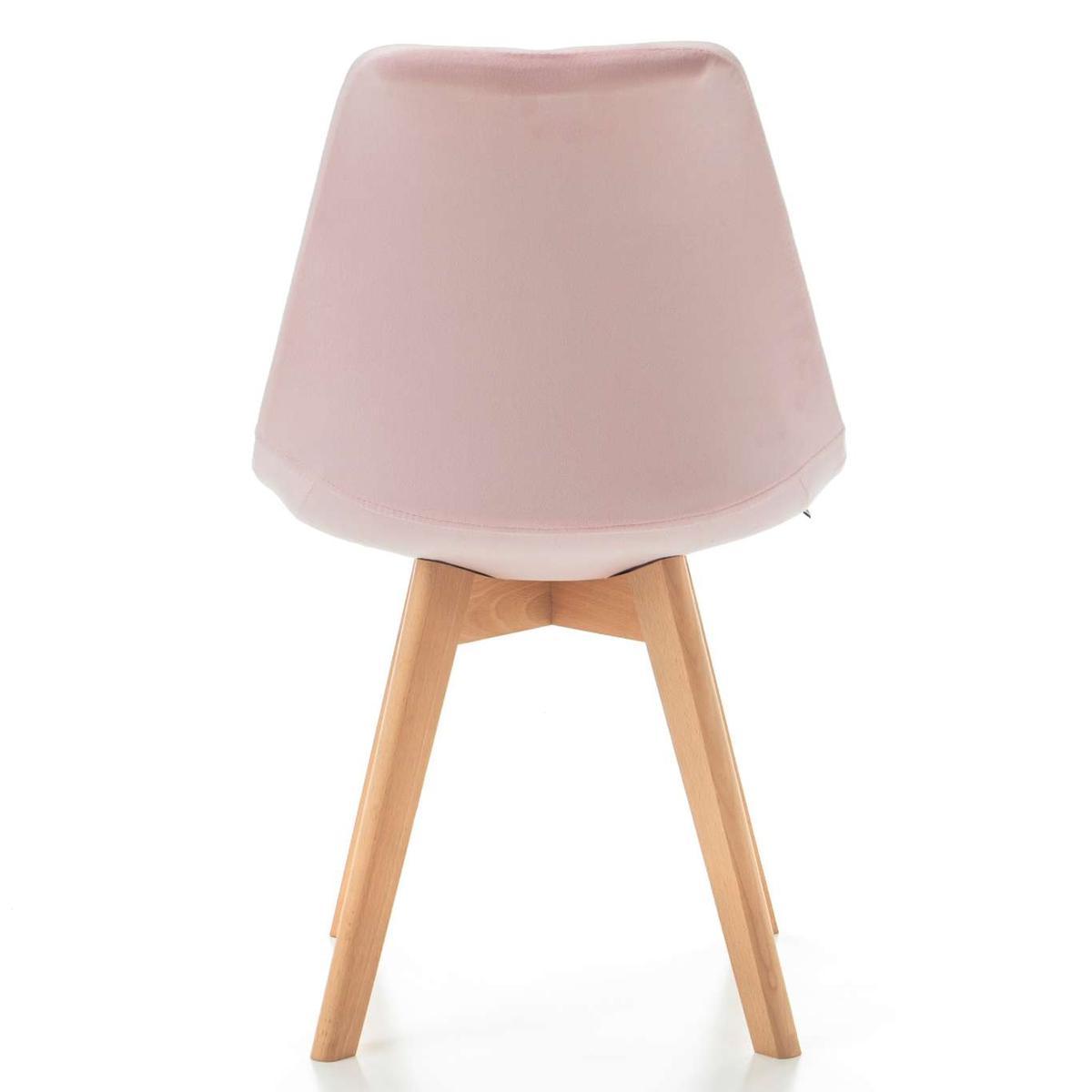 Krzesło DUBLIN różowe tapicerowane welurem z poduszką do jadalni lub salonu nr. 8