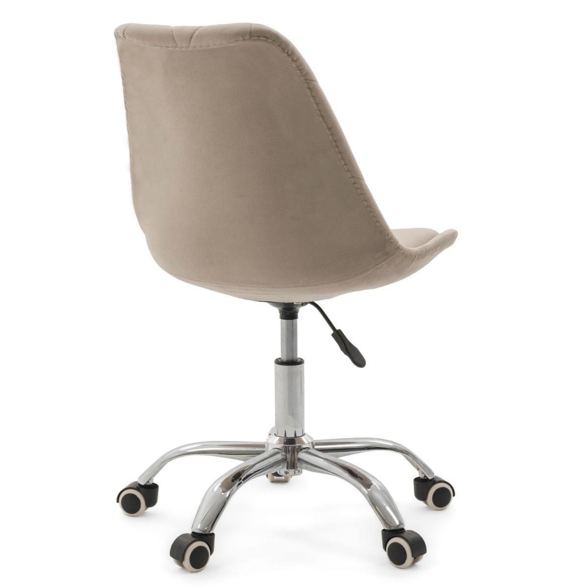 Krzesło do biurka DUBLIN biurowe krzesło obrotowe welurowe z poduszka do pokoju biura ciemnobeżowe nr. 11
