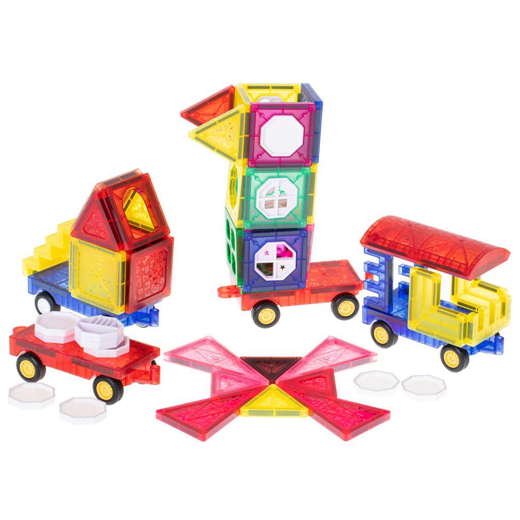 Klocki magnetyczne płytki układanka 3D auto zabawka edukacyjna dla dzieci 72 elementy 29x23x7 cm 9 Full Screen