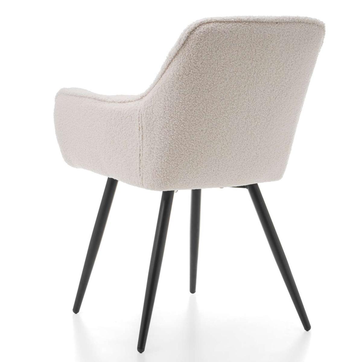 Krzesło TEDDY BUKLA jasnobeżowe tapicerowane pikowane tkaniną do salonu nr. 7