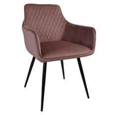 Fotel Lizbona krzesło 57,5x84,5x59 cm welur brudny róż metalowe nogi czarne do salonu
