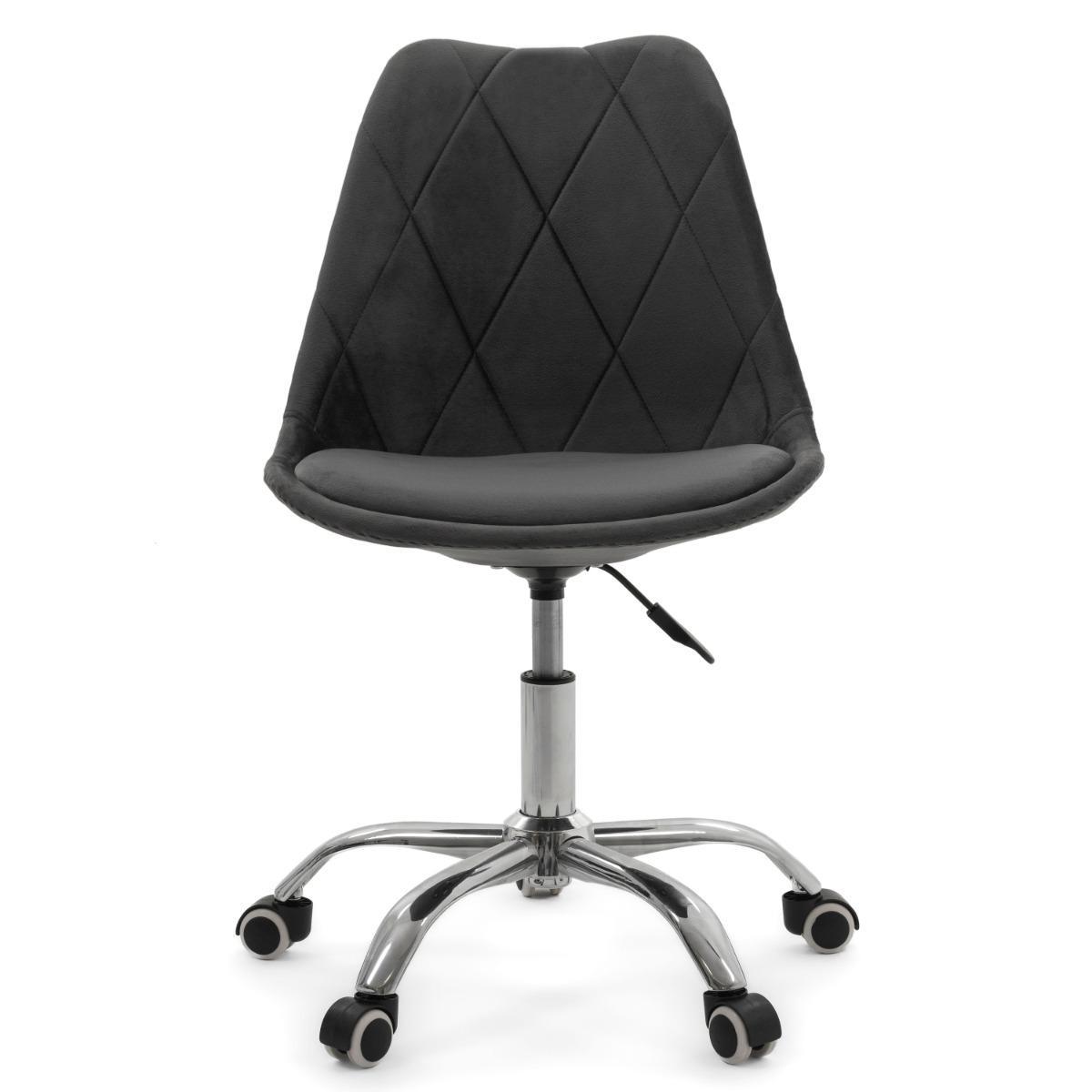 Krzesło do biurka DUBLIN biurowe krzesło obrotowe welurowe z poduszka do pokoju biura szare nr. 2