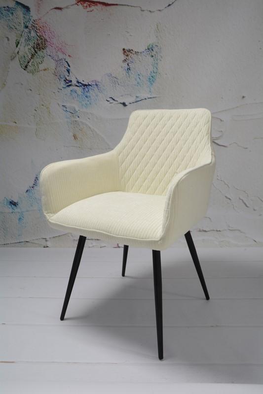 Fotel LIZBONA krzesło 57x84x59 cm do jadalni salonu sztruks biały nogi czarne nr. 7