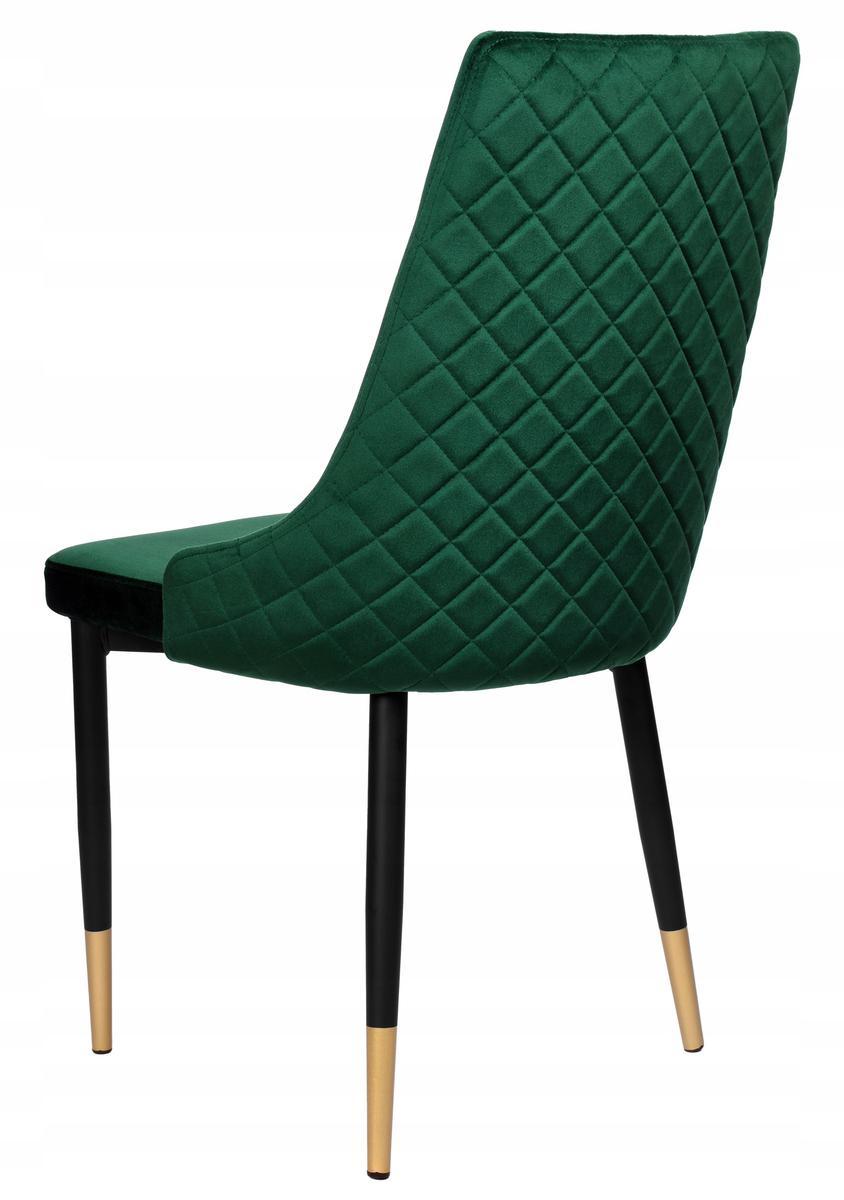 Krzesło tapicerowane Dexter Velvet 48x93x58 cm zielony na czarnych nóżkach do jadalni lub salonu  4 Full Screen
