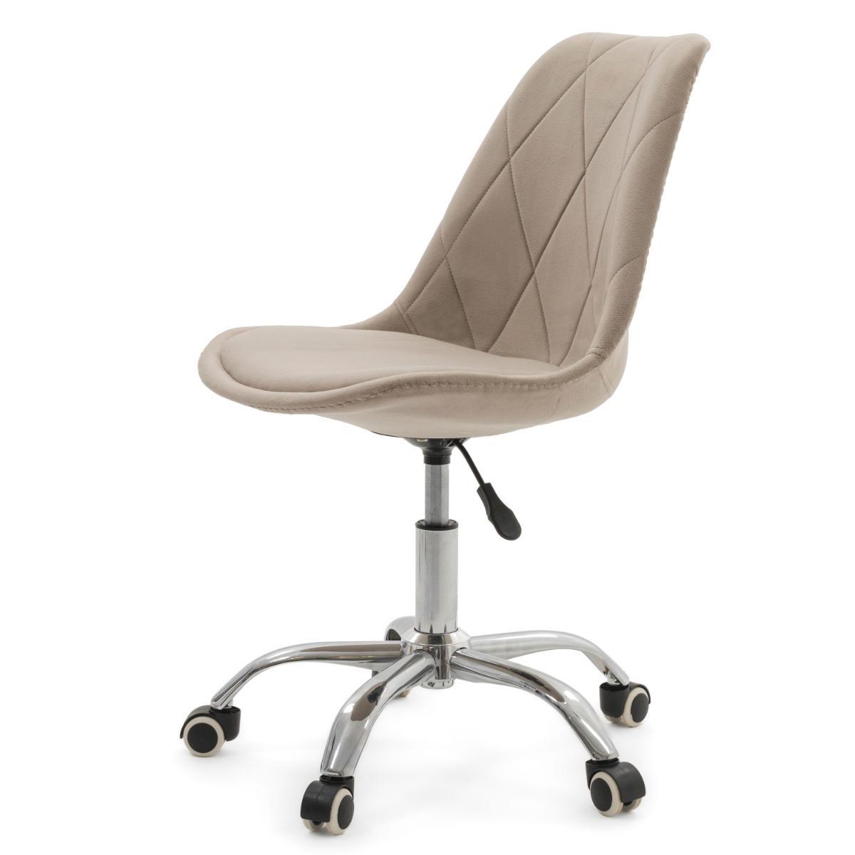Krzesło do biurka DUBLIN biurowe krzesło obrotowe welurowe z poduszka do pokoju biura ciemnobeżowe nr. 4