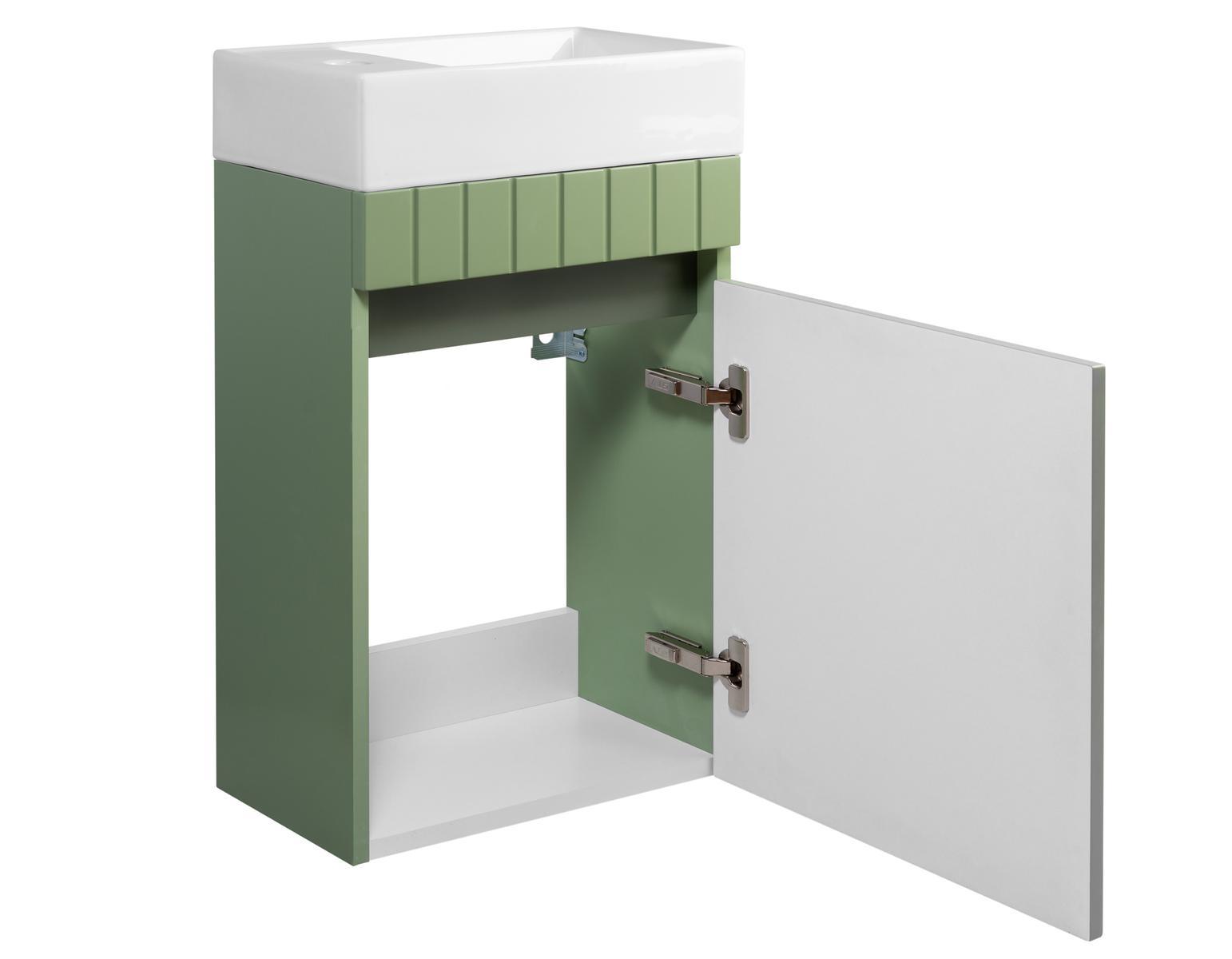 Szafka łazienkowa z Umywalką 40 cm zielona Wisząca frezowany front MDF do łazienki  4 Full Screen