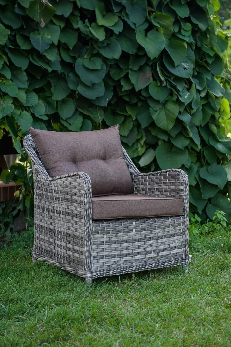 Elegancki fotel DIVINO 72x85x80 cm z technorattanu na ogród taras szary nr. 2