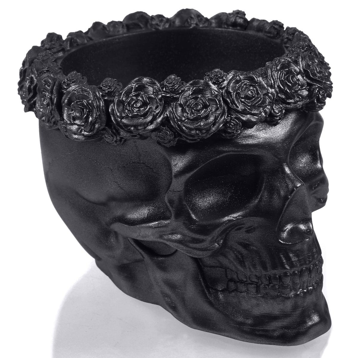 Donica Skull Flowers Black Metallic Poli  9 cm nr. 3