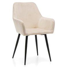 Krzesło IVO 55x88x56 cm tapicerowane welurem pikowane do jadalni lub salonu beżowe