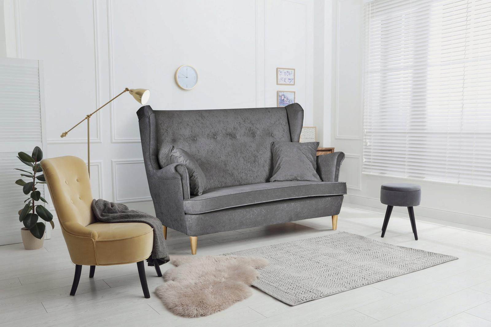 Zestaw wypoczynkowy mebli ARI 149x104x92 cm uszak sofa fotele pufy do salonu Mirofaza fioletowy nr. 5