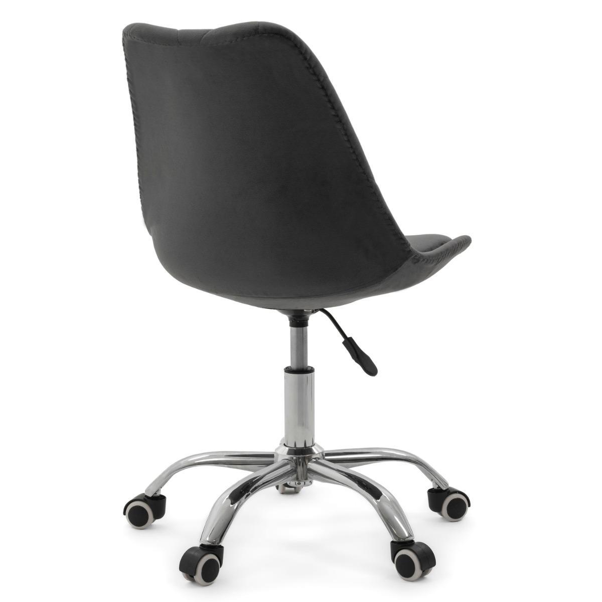 Krzesło do biurka DUBLIN biurowe krzesło obrotowe welurowe z poduszka do pokoju biura szare nr. 10