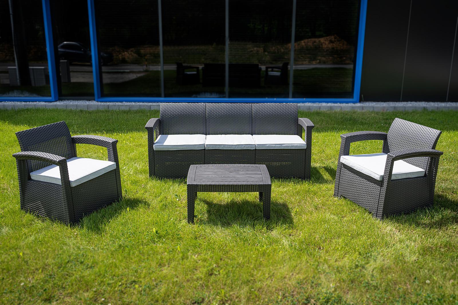 Zestaw mebli ogrodowych kanapa stół krzesła ogrodowe Heckermann® AC-RS009-3 nr. 2