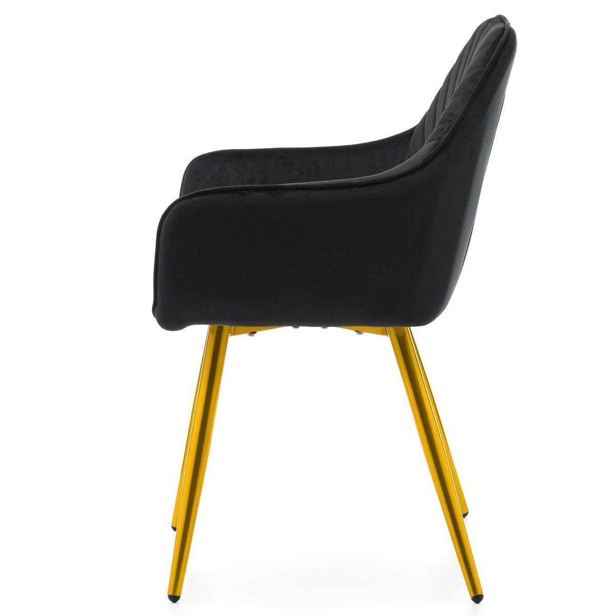Krzesło VASTO czarne tapicerowane welurem złote nóżki do jadalni lub salonu nr. 6