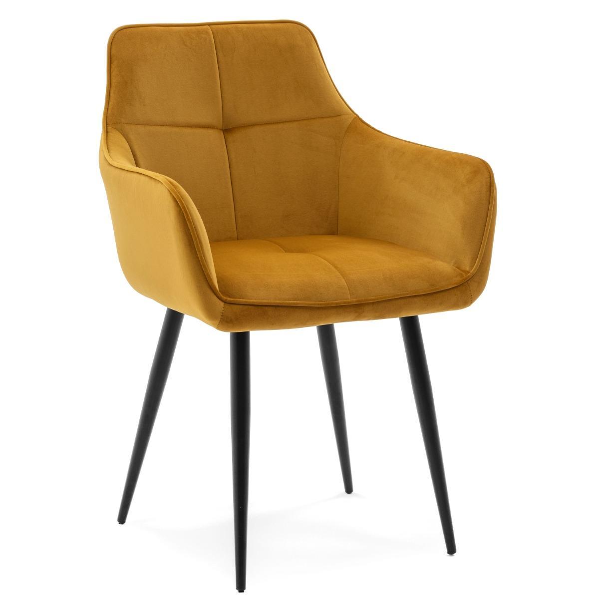 Krzesło QUATTRO w kolorze curry tapicerowane welurowe velvet aksamit do jadalni lub salonu  0 Full Screen