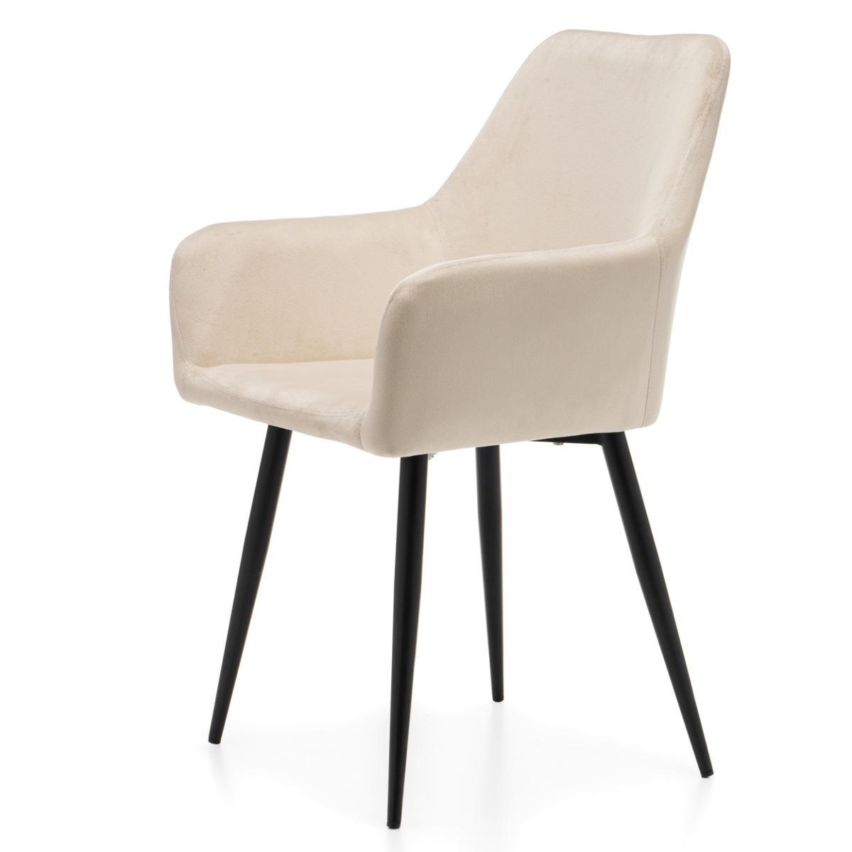 Krzesło IVO 55x88x56 cm tapicerowane welurem pikowane do jadalni lub salonu beżowe nr. 5
