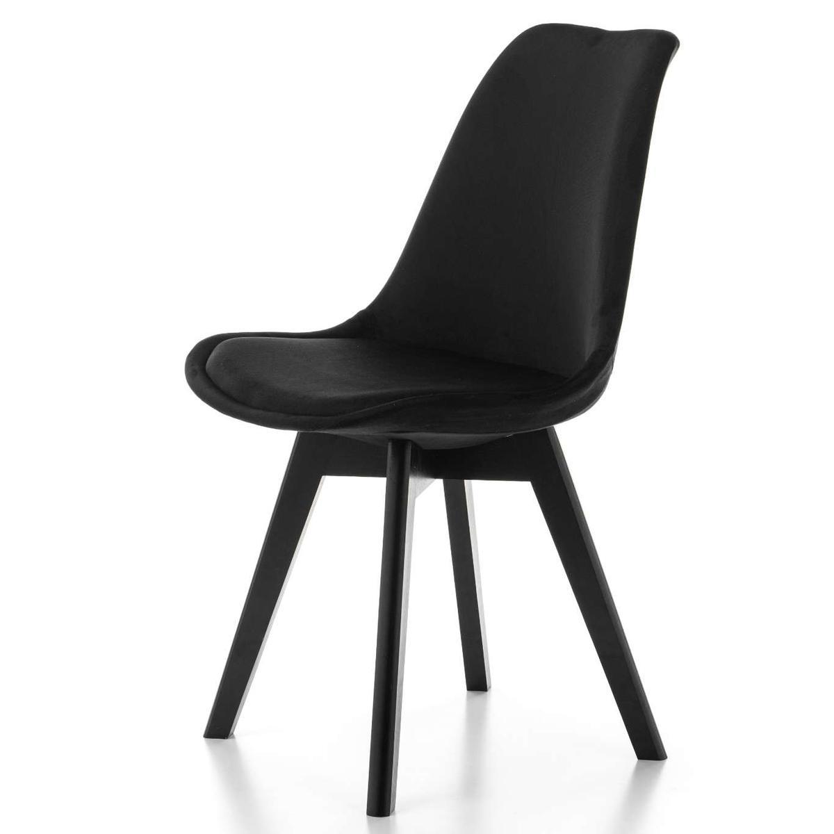 Krzesło DUBLIN czarne welurowe czarne nóżki z poduszką do jadalni lub salonu nr. 5