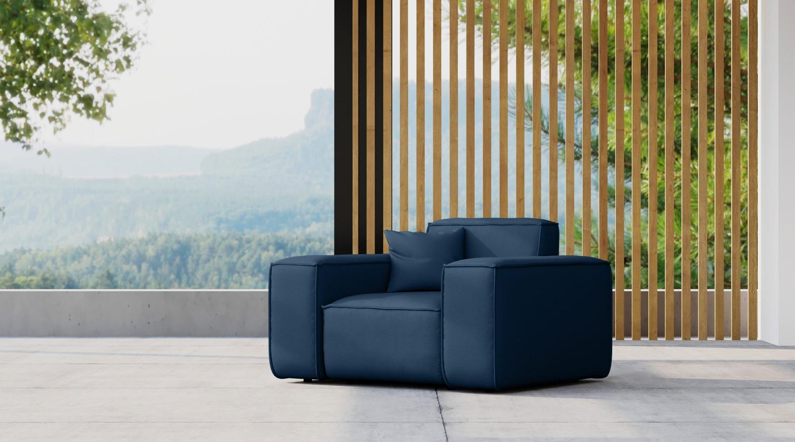 Sofa ogrodowa MALIBU 121x73x88 cm wodoodporna UV 1-os + poduszka do ogrodu ciemnoniebieska nr. 2