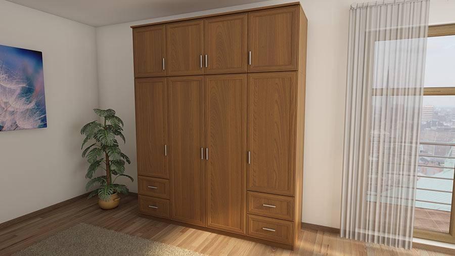 Duża szafa 4-drzwiowa z szufladami do sypialni Wiśnia Porto 200x242x60cm nr. 2