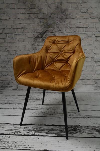 Krzesło Houston 57x85x59 cm pikowane tapicerowane welur koniak nogi czarne nr. 7