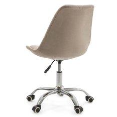 Krzesło do biurka DUBLIN biurowe krzesło obrotowe welurowe z poduszka do pokoju biura ciemnobeżowe - Miniaturka zdjęcia nr 8