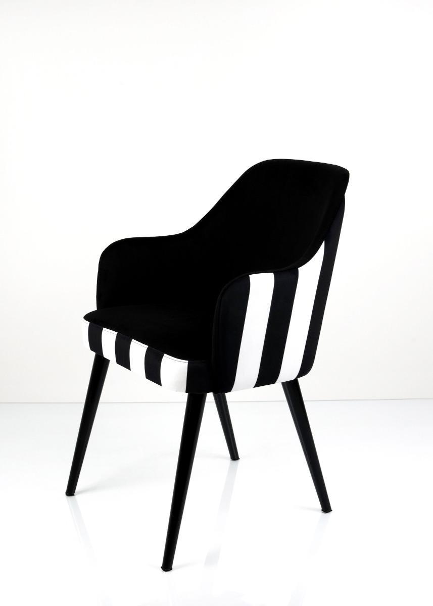 Krzesło tapicerowane KR-9 53x83x49 cm DELUXE Pasy Classic 01 do jadalni czarny nr. 2