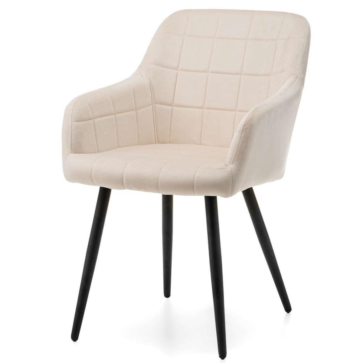 Krzesło ORTE beżowe tapicerowane welurem pikowane do jadalni lub salonu  nr. 4