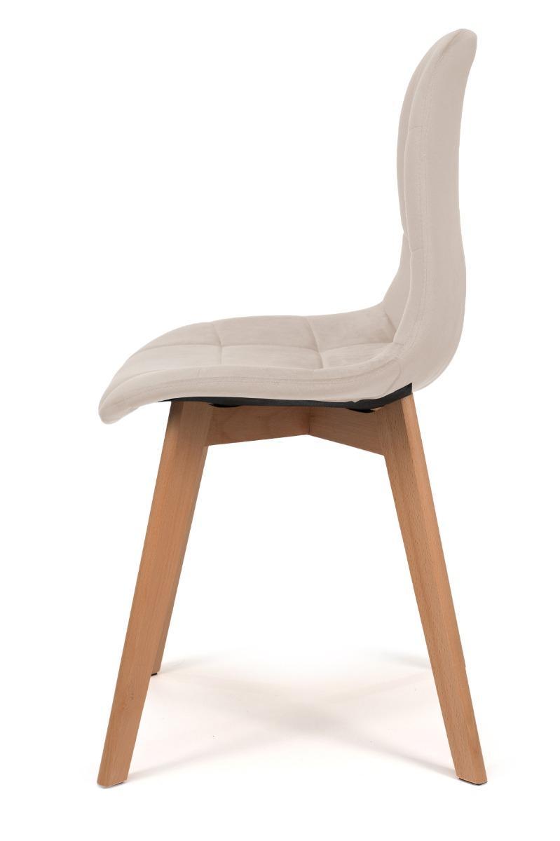 Krzesło tapicerowane 46x87x42 cm skandynawskie drewniane nóżki welurowe VEGAS beżowy nr. 4