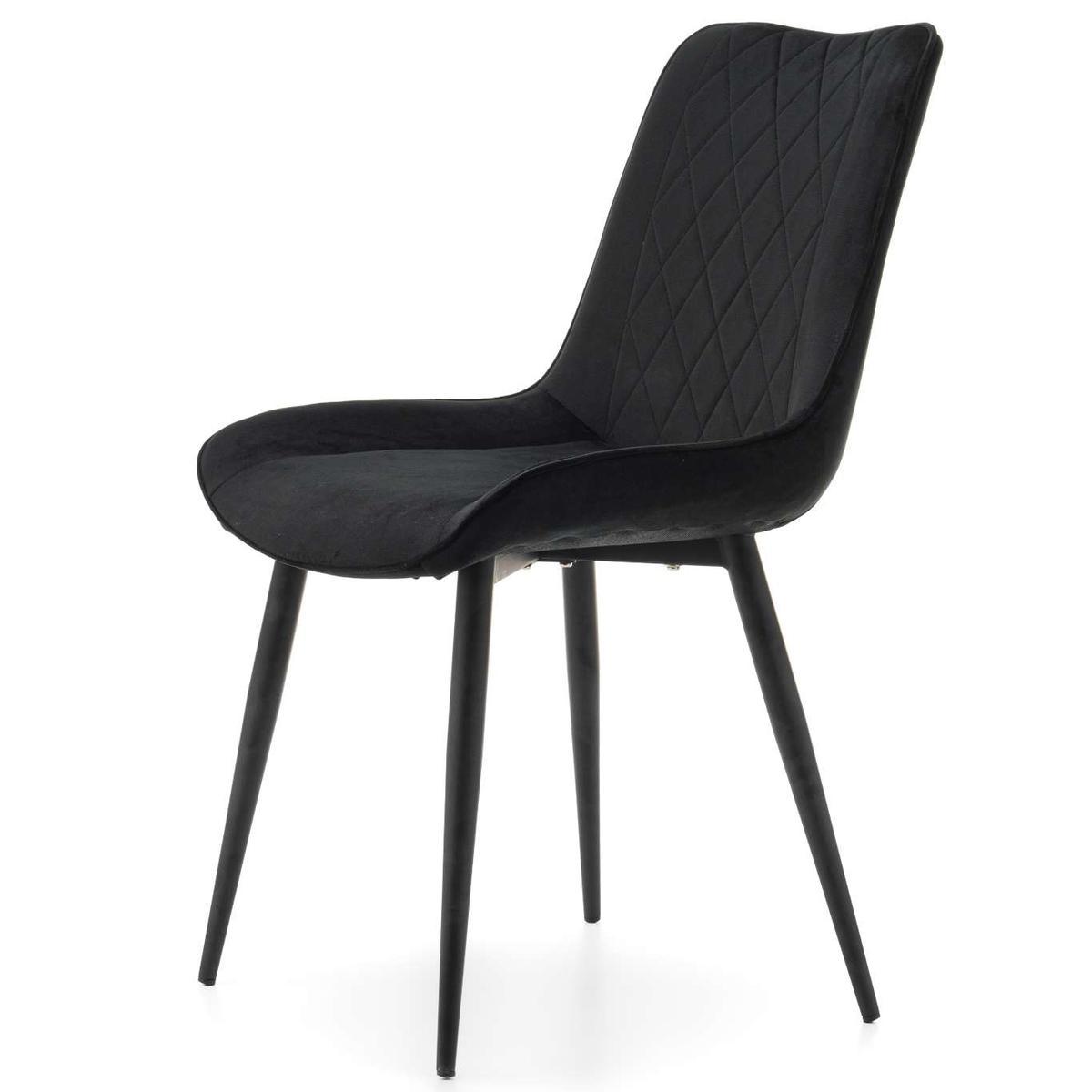 Krzesło ALED czarne tapicerowane welurem pikowane do jadalni lub salonu  nr. 5