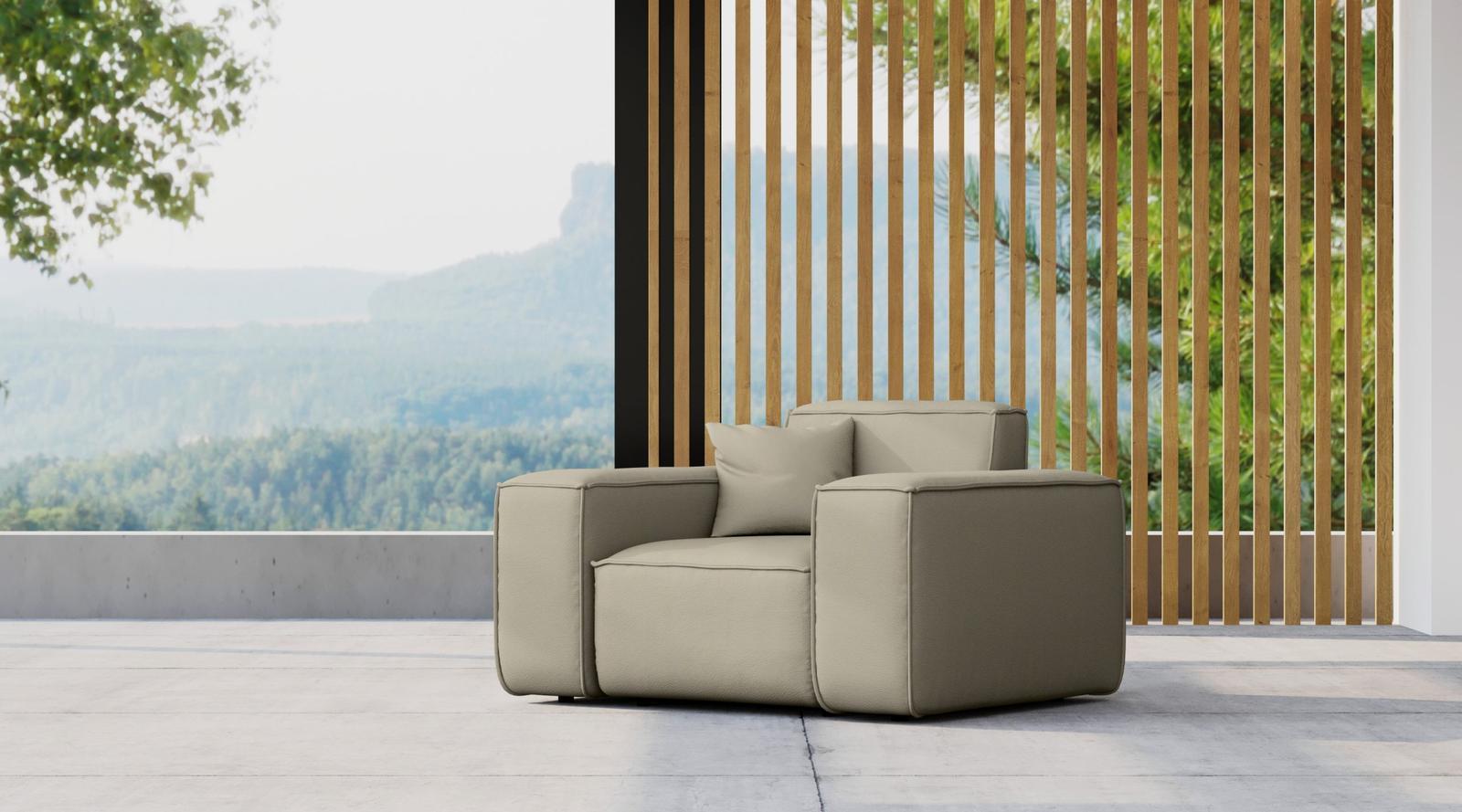 Sofa ogrodowa MALIBU 121x73x88 cm wodoodporna UV 1-os + poduszka do ogrodu ciemnobeżowa 1 Full Screen