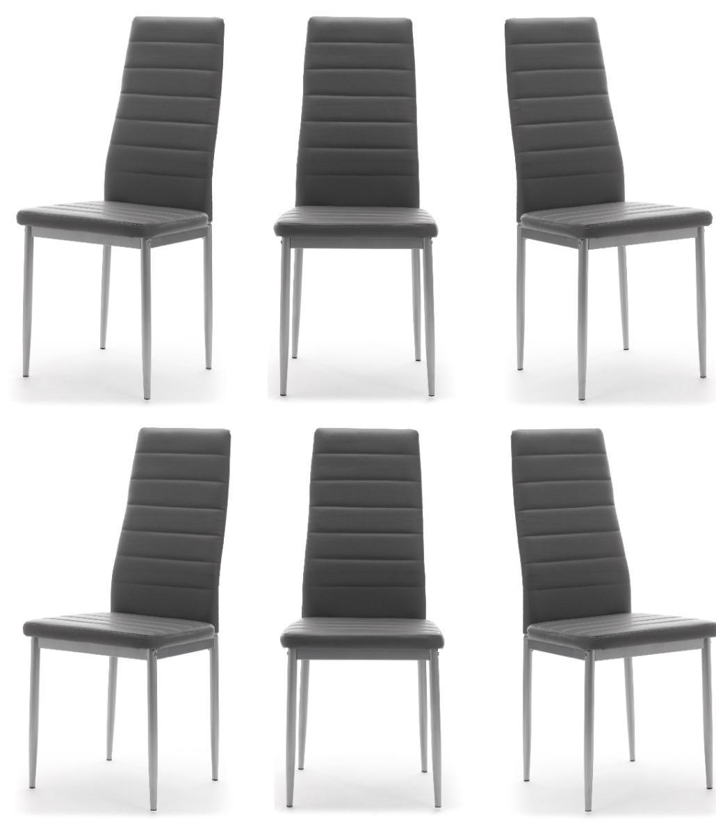 Zestaw 6 szt krzesło FADO szare ekoskóra tapicerowane do jadalni lub salonu nr. 1