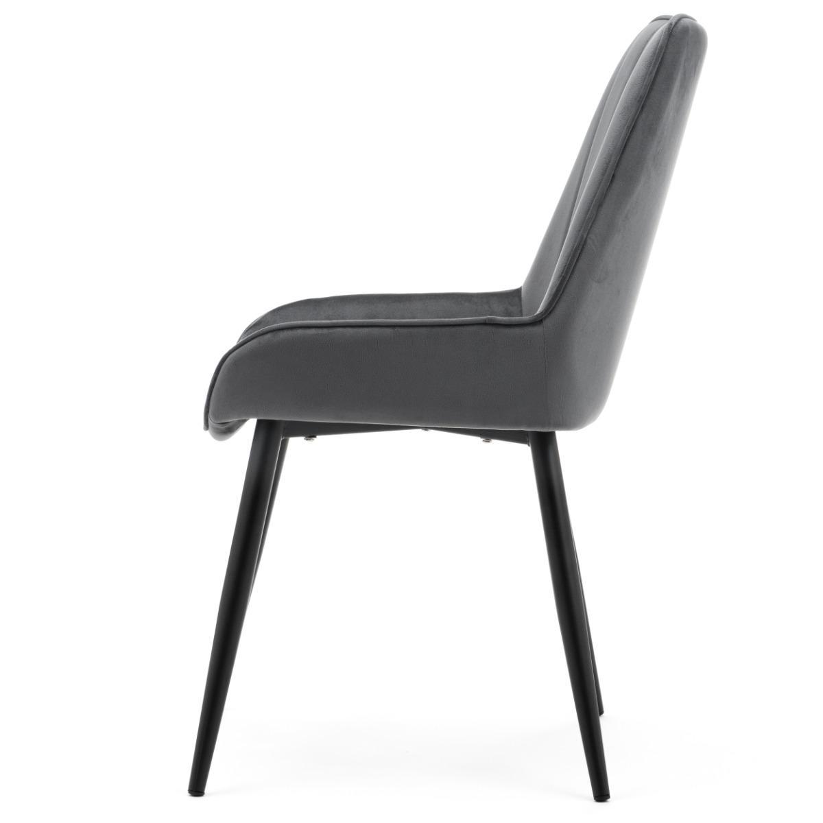 Krzesło LUCA szare tapicerowane welurem czarne nóżki do jadalni lub salonu 4 Full Screen