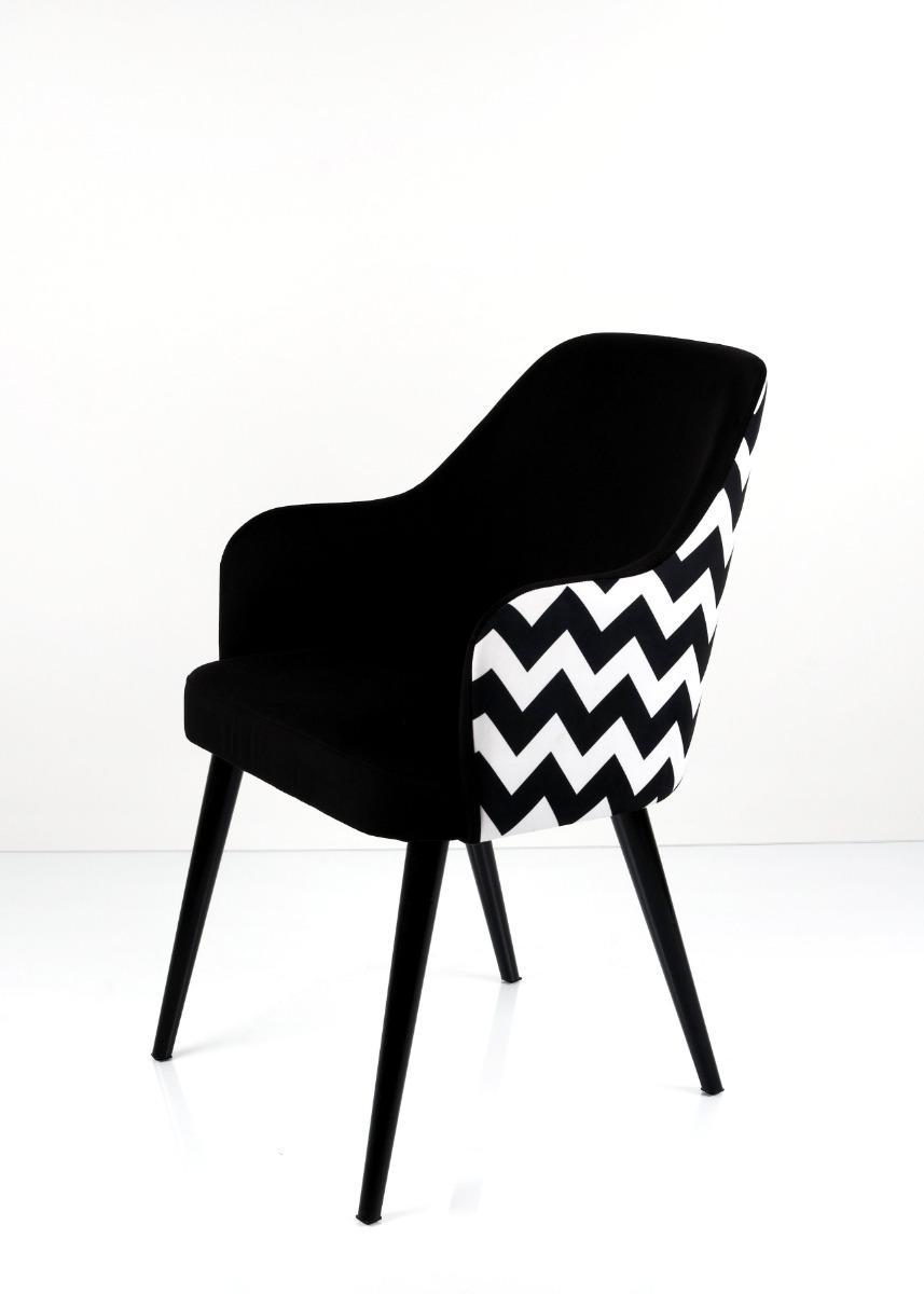 Krzesło tapicerowane KR-9 53x83x49 cm DELUXE Zygzak Classic 01 do jadalni czarno-białe nr. 2