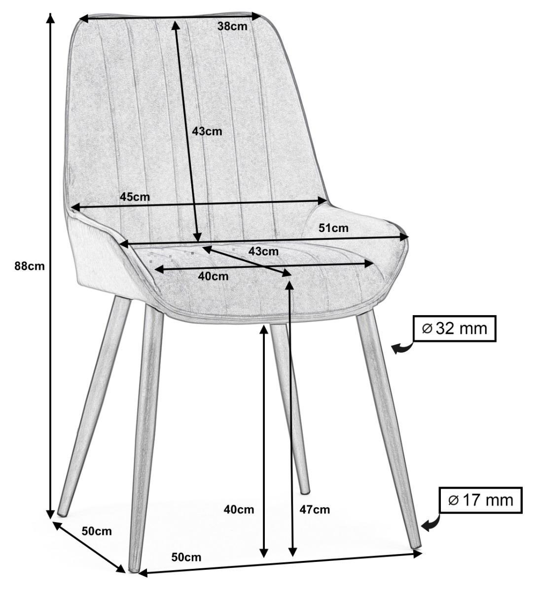 Krzesło LUCA 50x88x51 cm granatowe tapicerowane welurem czarne nóżki do jadalni lub salonu 9 Full Screen