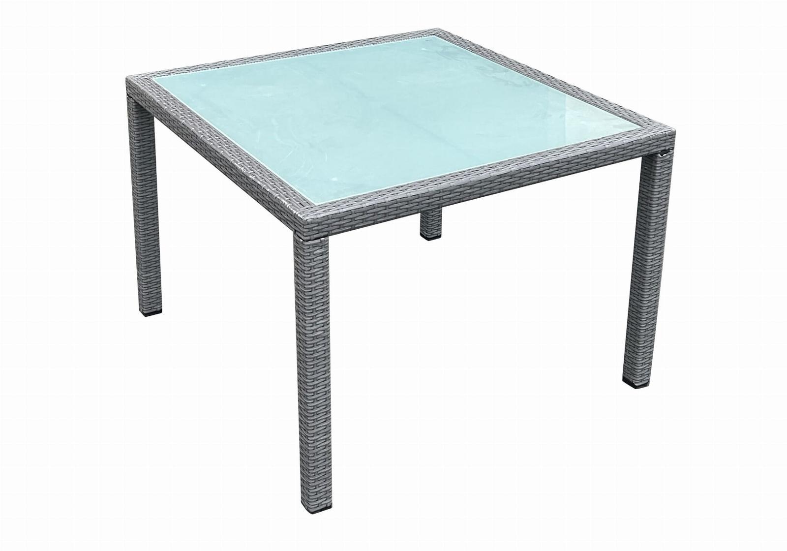 Stół z szarego technorattanu 100 x 100 cm do ogrodu lub taras  nr. 2