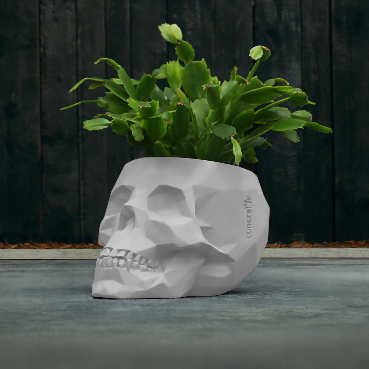 Doniczka betonowa Skull Low-Poly 11 cm | Biały Mat nr. 9