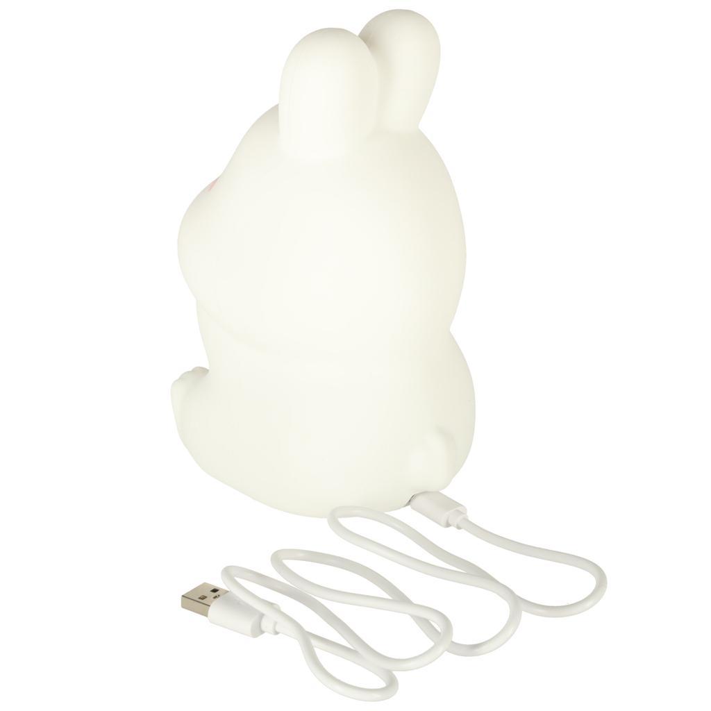 Lampka nocna dla dzieci silikonowa LED biała z różem króliczek 11x16x9 cm 5 Full Screen
