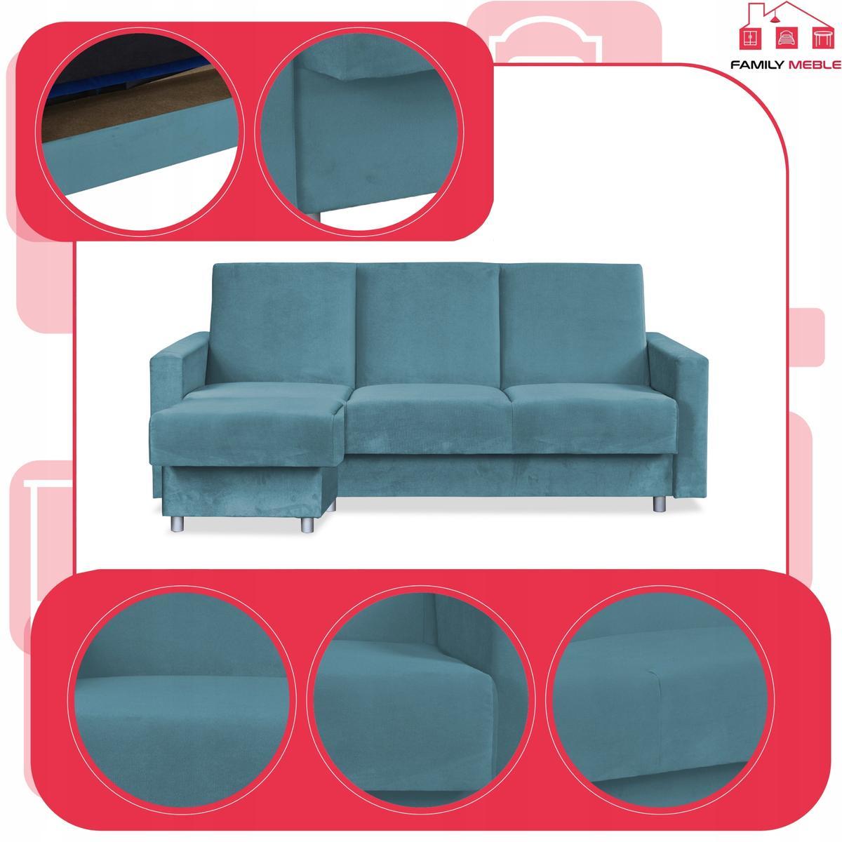 Wersalka Narożnik Alicja z pufą sofa kanapa rozkładana Family Meble pastel nr. 3