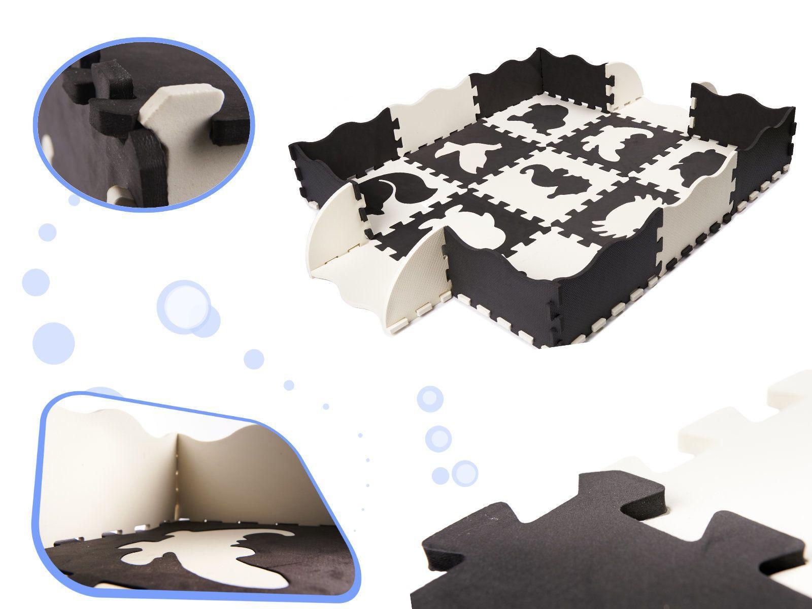Puzzle piankowe mata kojec dla dzieci 25 elementów czarno-białe nr. 3