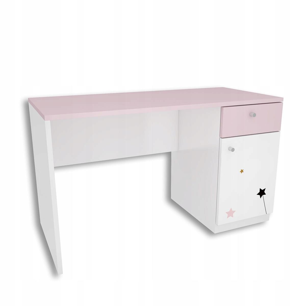 Zestaw 4 szt mebli FAIRY biało różowe szafa, biurko, 2 szafki wiszące dla dziecka  2 Full Screen