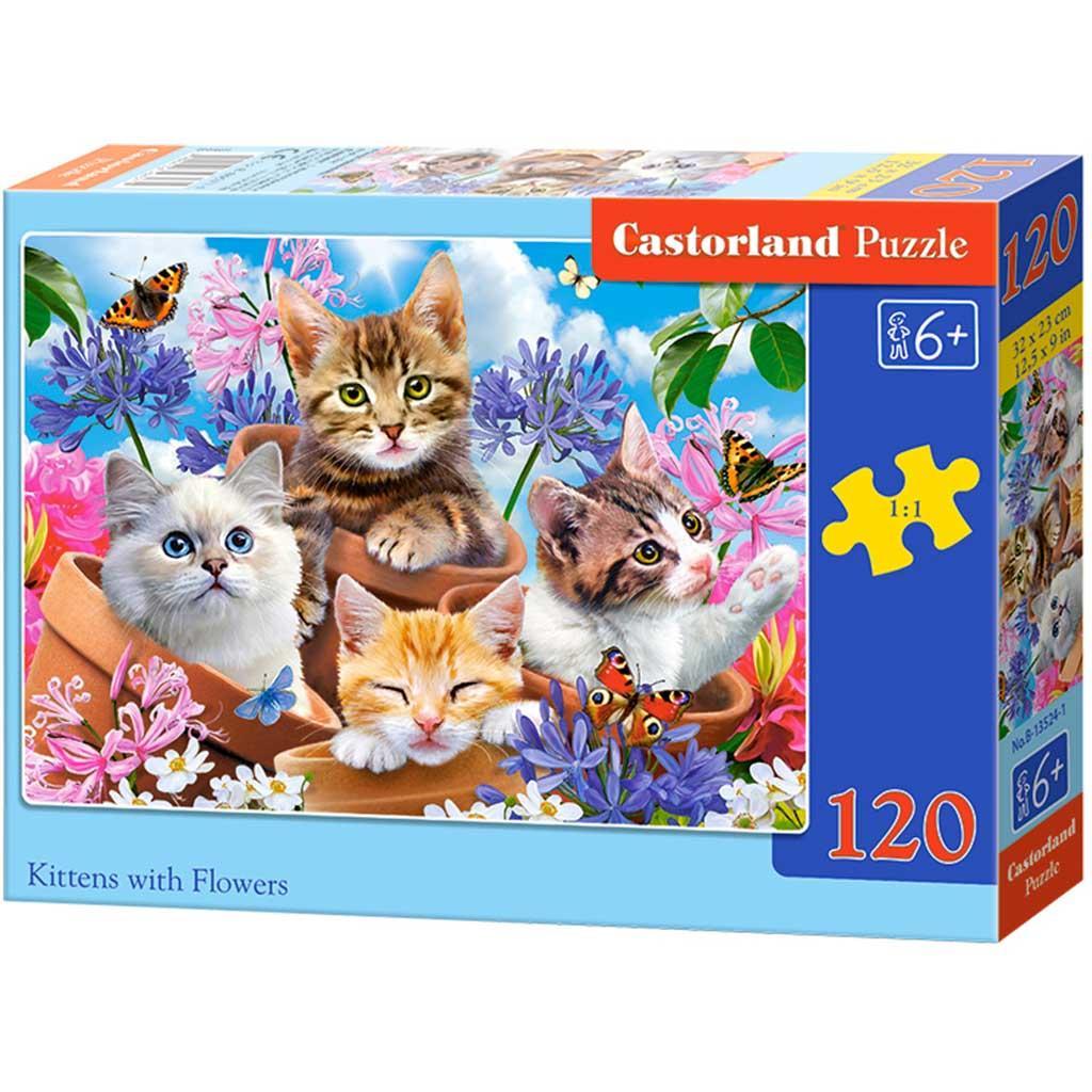 CASTORLAND Puzzle układanka 120 elementów Kittens with Flowers - Koty w kwiatach 6+ nr. 3